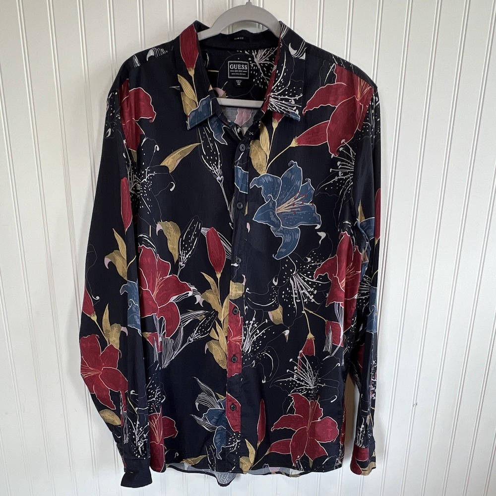 Guess Button Up Men's XXL SLIM FIT LUXE LILLY VTG